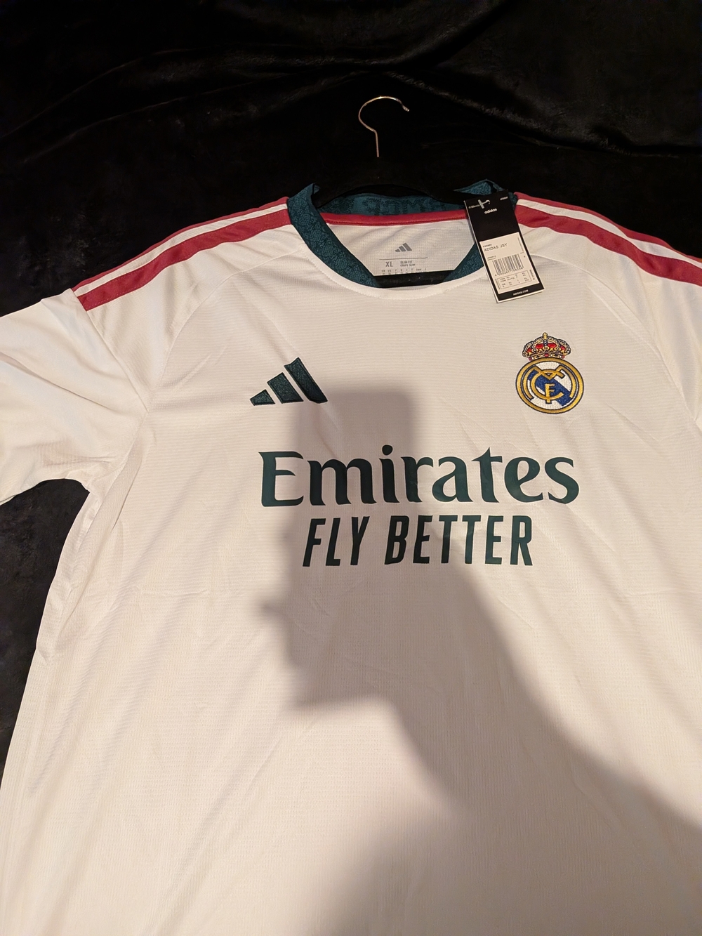 adidas Real Madrid White Jersey with Dark Green and Red Accents